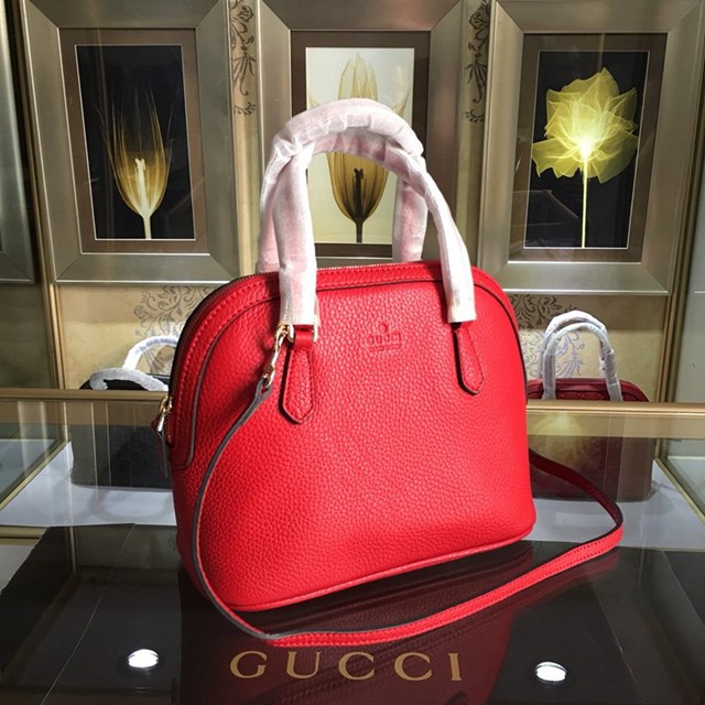 Gucci女包 341504 古馳女士手拎斜挎包 Gucci紅色牛皮貝殼包  gqy1040